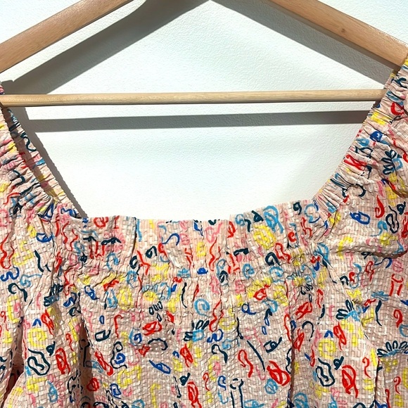 NORDSTROM Cristina Martinez Print Poet Blouse -  Pink Peach Doodle Line - size S - Picture 8 of 11